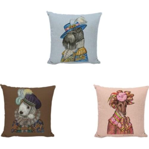 Hot Sale Dogs Self Portrait Cushion Cover Schnauzer White Cat Home Decor Shih Tzu Pillowcases Holiday Gift Art Throw Pillow Case