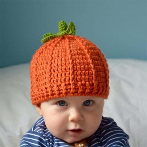 Baby Pumpkin Beanie Cap Cute Halloween Style Crotchet Knit Winter Warm Knit Party Hat