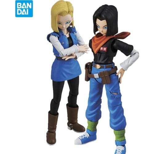 Bandai Original Dragon Ball Z Figure Rise Android 17 Android 18 Action Anime Figure Pvc Collectible Model Toys for Kids Gift