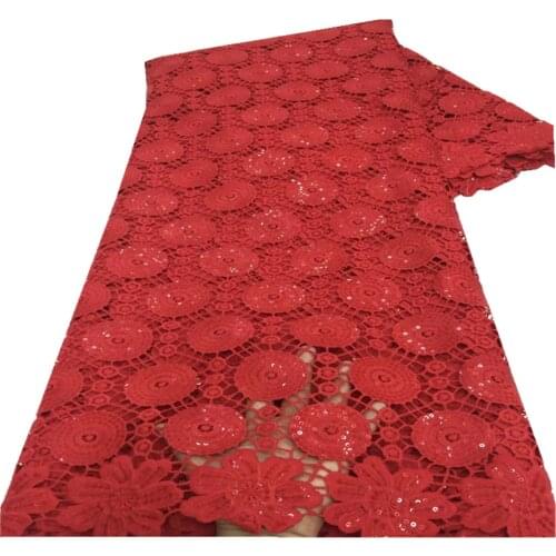 Guipure Cord Lace High Quality Nigerian African Lace Fabric Milk Silk for Party Dress Material 5 yards XZ-150