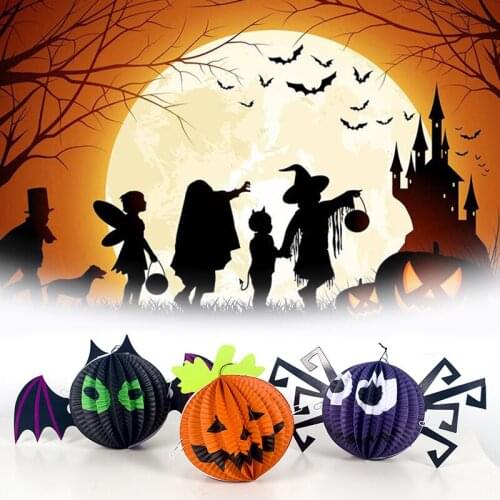 Halloween Party Hanging Decor Cartoon Ghost Witch Hanging Lantern Bat Spider Pumpkin Paper Decoration for Halloween Party