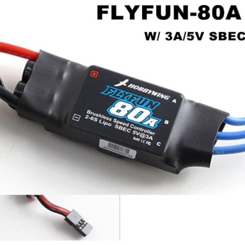 Hobbywing FlyFun 80A 2-6S Brushless ESC With 5V 3A SBEC for RC Airplanes Multi heli copter