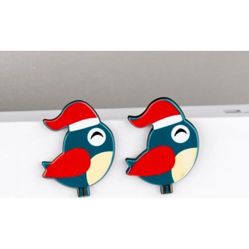 MESTILO New Winter Cute Trendy Big Geometric Cartoon Smiling Penguins Drop Oil Animal Stud Earrings Classic Party Girl Gifts