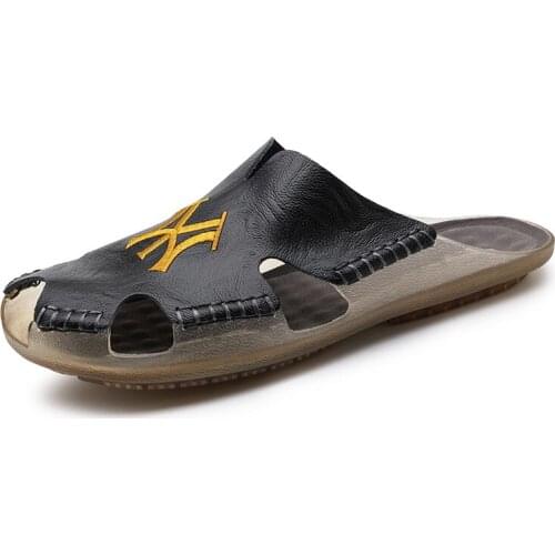 New Mens Beach Leather Soft Casual Summer Men Slippers