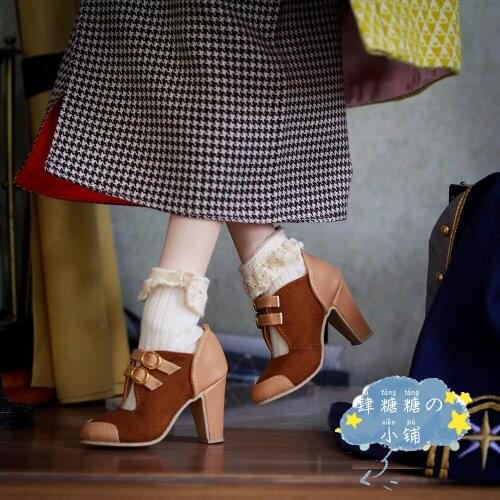 BJD doll shoes French band small heel splice two-color vintage heels 1/4 1/3 MDD Bear sister SDM GR AS big girl baby shoes acces