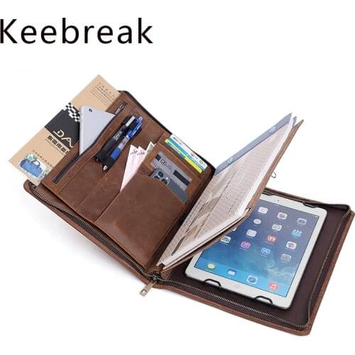 A5 File Folder Vintage Crazy Horse Leather Documents Bags Organizer Business Storage Briefcase Portfolio Office Working Bag tas