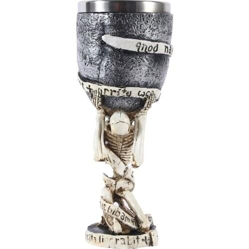 Modern Resin Beer Mug Stainless Steel Horn Skull Halloween Coffee Cup Tea Mug Creative Wine Tumbler for Home Bar Party