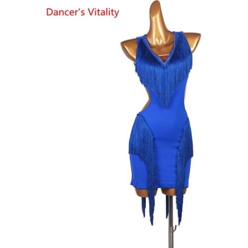 Latin Dance Female adult High-end Custom Halter Dress Performance Clothes Girl Professional Fashion Competition Tassel Skirt