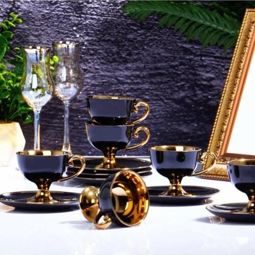 Kosova Porcelain Pedestal Coffee Cup Pad 6 personality 12 piece turkish coffee cup set gold boxed gift luxury coffee set