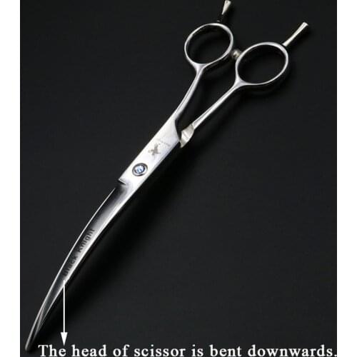 BLACK KNIGHT Professional 7 inch hair scissors Barber Hairdressing Cutting shears pet scissors Curved downward