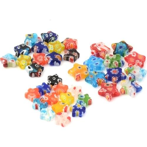 Colorful Star Glass Beads Flower Pattern Loose Spacer Beads For Jewelry Making DIY Bracelet necklace Accessories