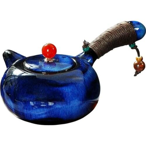 Retro Chinese Ceramic Teapot Handmade Side Handle Tea Pot 200ml Kung Fu Teaware Office Household