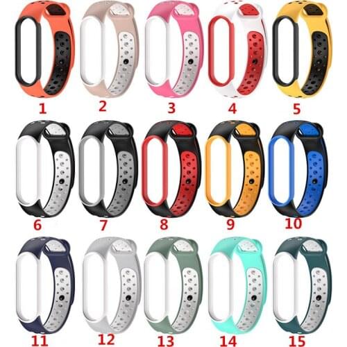 For Mi Band 5 Silicone Two-color Strap Porous Anti-sweat Breathable Bracelet For Xiaomi MiBand 5 Smartwatch Wrist