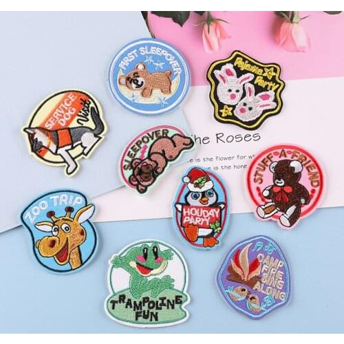 Cute Animals Patch Iron On Embroidered For Clothing Cartoon Anime Patches For Kid Clothes Appliques Stickers T-shirt