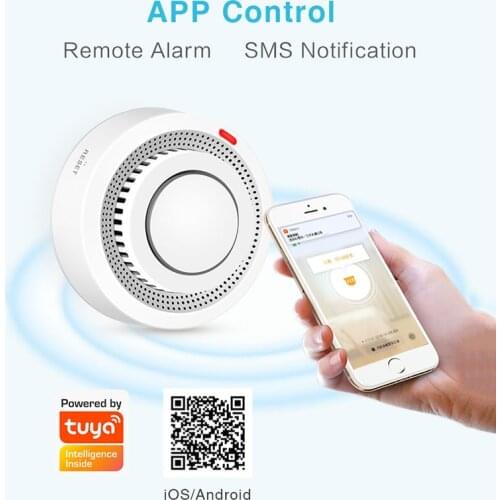 NABAS Tuya Smart WiFi Smoke Detector Fire Alarm Smoke Detector Household Security Smart Home APP Control Fire Alarm