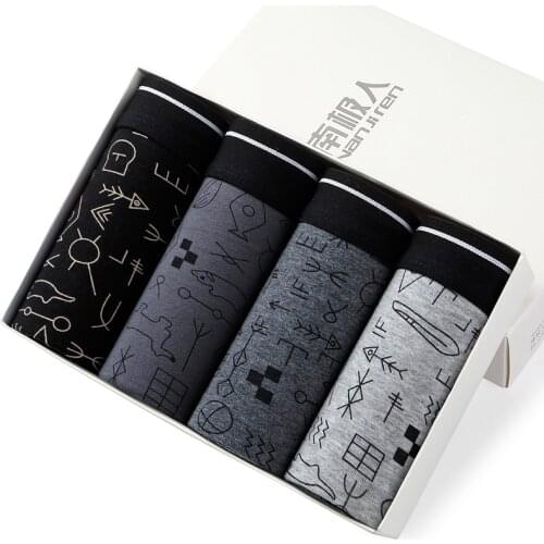 4pcs/Lot Men Underwear Boxers men Male Underpants CottonB oxer Hom Male Printed pantsBrand Shorts Boxer Shorts Sexy Man printi