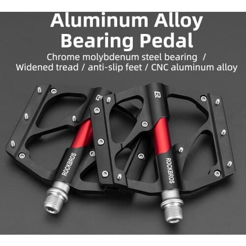 ROCKBROS Bike Pedals Aluminum 9/16" MTB Road Bicycle Pedals Non-Slip Sealed Bearing 21PCS Cleats Alloy Bicycle Platform Pedals