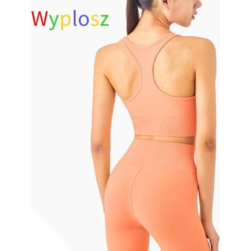 Wyplosz Yoga Bra Nude Shockproof Womens Underwear Vest Sportswear Gym Crop Sports Top Brassiere Seamless Fitness Push Up Lycra