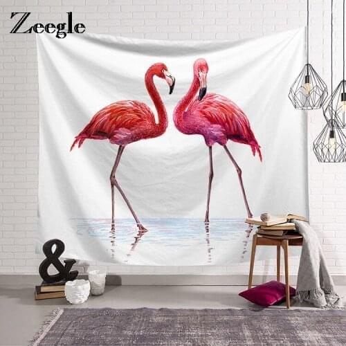 Zeegle Flamingo Printed Wall Tapestry For Living Room Home Decorative Tapete Bedroom Wall Art Blanket Table Cloth Yoga Mat