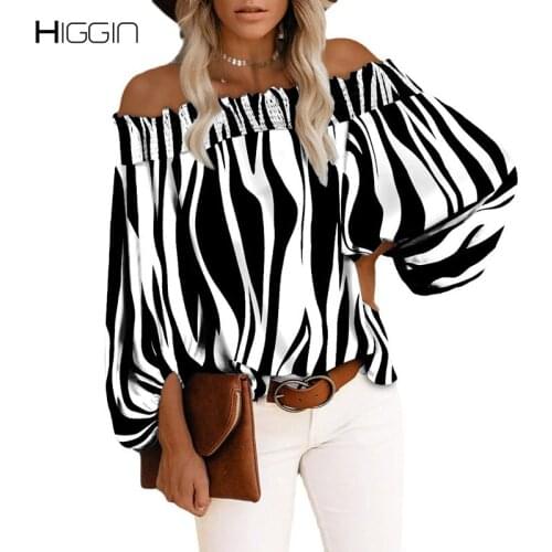 5XL Autumn Off Shoulder Chiffon Shirt Female Plus Size Slash Neck Puff Sleeve Striped Shirt Oversized Casual Loose Women Blouse