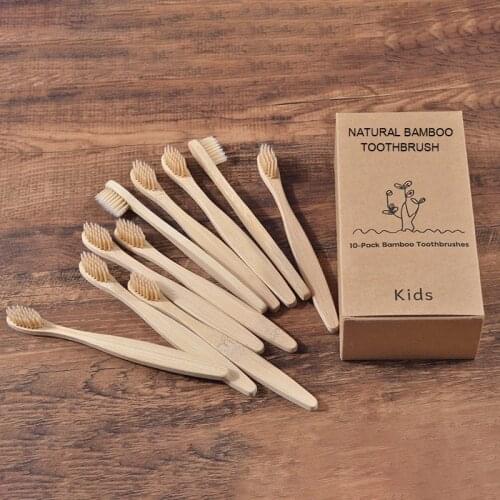10PC Kids Soft Bristles Bamboo Toothbrush eco friendly Childrens Toothbrushes Biodegradable Plastic-Free Oral Care Tooth Brush