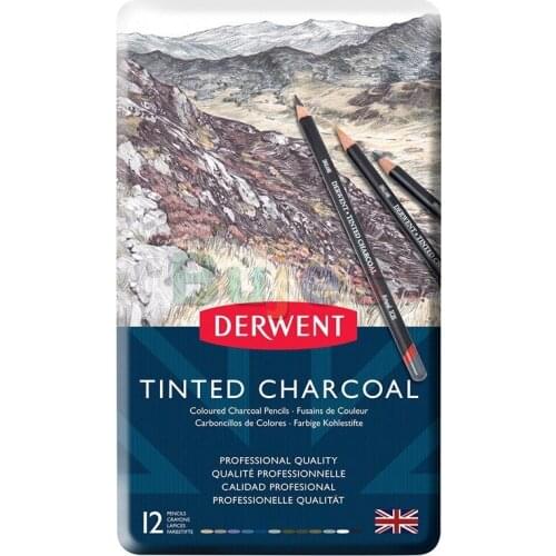 12 color 2301690 Derwent Tinted Charcoal Crayons De Couleur Professtional artist Color charcoal pencil hand drawing art supplies