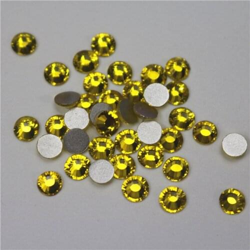 1440pcs/lot Citrine FlatBack Strass Nail art Rhinestone 3D Glass Round Crystal Stones For DIY Nails Decorations Charms