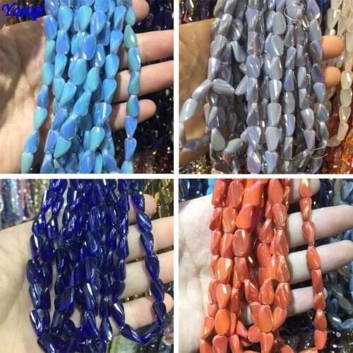 14x8mm 15pcs Red Blue Solid Color Faceted Glass Twisted Beads Austria Crystal Beads for Jewelry Making DIY Earrings Necklace