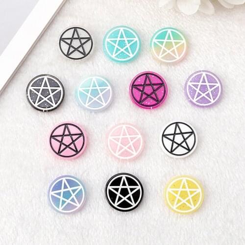 15Pcs Halloween Party Charms Punk Crafts Glitter Flatback Resin Star Moon Witches Jewelry Findings For Necklace Pendant