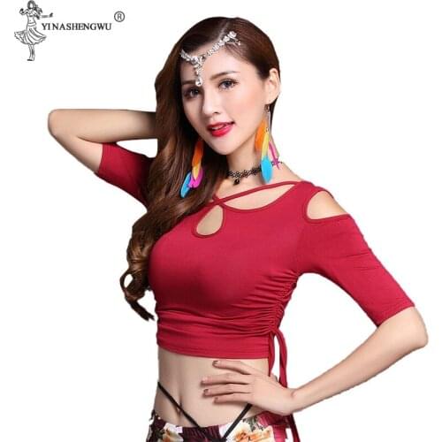 2019 Adult Sexy Mesh Belly Dance Tops Shirt Costumes for Women Bellydance Indian Dancing Clothes Dancer Wear Women Costume
