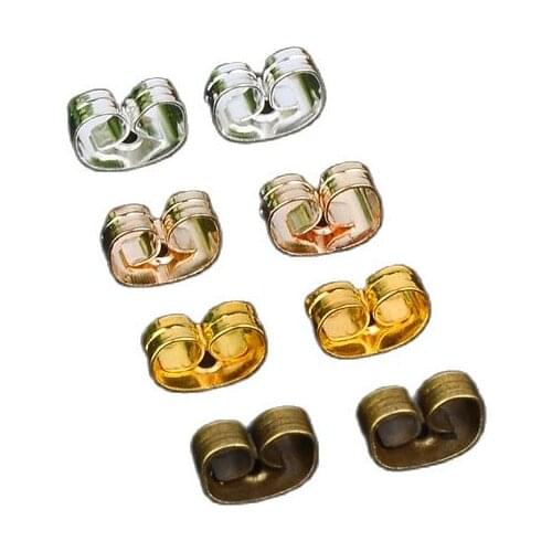 300pcs 6mm Metal Earrings Backs for Stud Earrings Making Findings Jewelry Accessories Gold White K Earring Back Wholesale