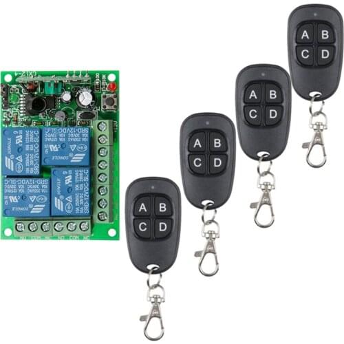 DC 12V 24V 4CH 4 CH Wireless Remote Control Light Switch System Wireless RF Relay Radio Receiver Module Transmitter 315/433Mhz