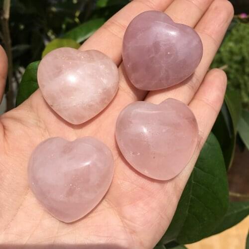 4pcs Natural crystal rose heart energy healing