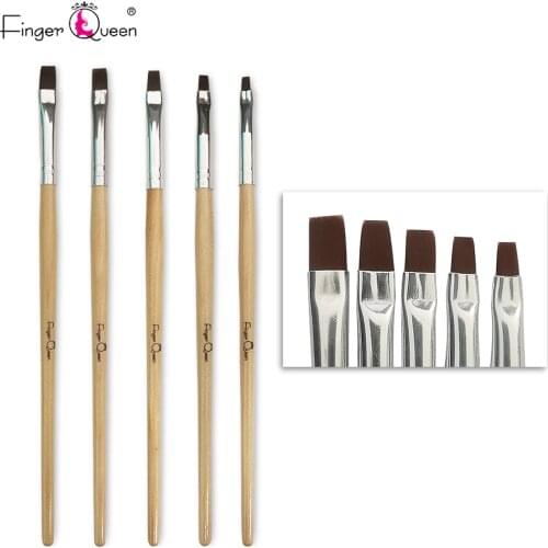 5pcs Nail Brush Manicure Tools Set Flat Painting Crystal Carving UV Gel Nail Art Acrylic Polish Tips