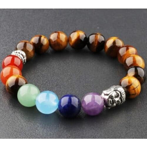 8mm bohemian multicolor Agate beads Chakra Reiki Buddha Yoga Bracelet elastic adjustable Volcanic Stone Bangles ygvh3