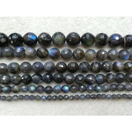 100% Natural Labradorite Gem stone beads 4mm,6mm, 8mm,10mm,12mm Faceted Round Labradorite Gem stone Jewelry Beads 15.5" strand