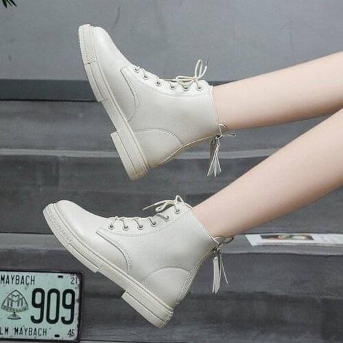 Martin Boots Women Spring and Autumn All-match Korean Breathable High-top Zipper Shoes Womens Short Boots Casual Womens Boots