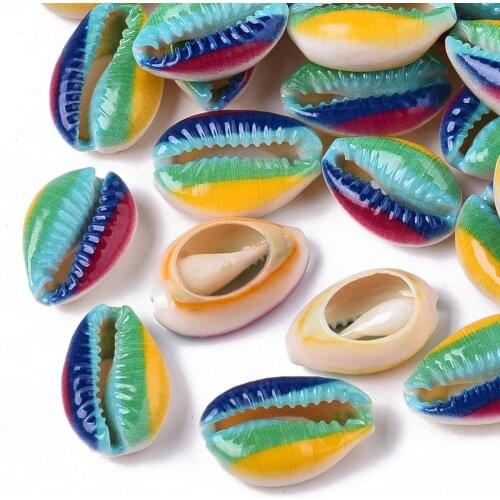 20pcs Printed Natural Cowrie Shell Beads No Hole/Undrilled Bead For DIY Bracelet Necklace Making Decor Accessories