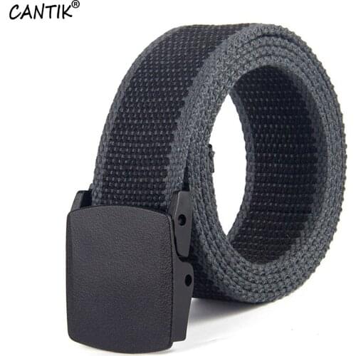 CANTIK Unisex Leisure Quality 100% Pure Cotton Canvas Stripe Belts No Metal Automatic Buckle Clothing Jeans Accessories CBCA101