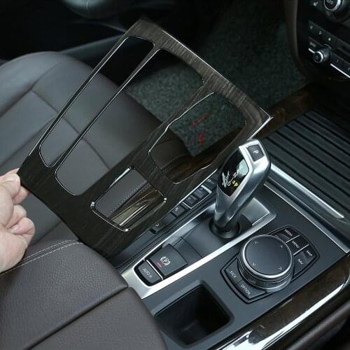 Black Wood Grain ABS Plastic Center Gear Shift Panel Cover Frame Trim for BMW X5 X6 F15 F16 2014-2017 LHD Vehicles Accessories