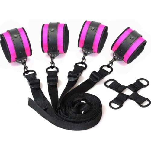 Black PU leather Sex Bondage kit SM adult products hand straps bondage bedding, leggings SM for women and man