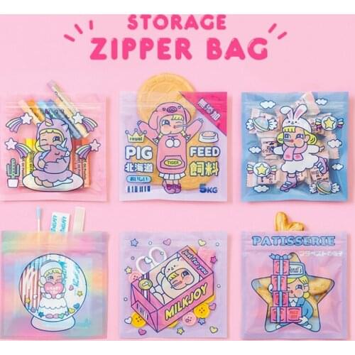 DIY Milkjoy Stick Self Sealing Bag Jewelry Fillings Cute Transparent Socks Underwear Storage Pendant Storage Zipper Bag Art