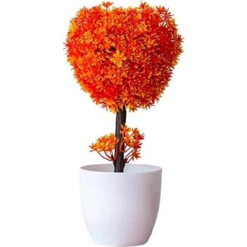 Fake Flower Plant Eco-friendly Bright Color Anti-fade Heart Shape Plum Blossom Plastic Durable Simulated Flower Pot Decoration