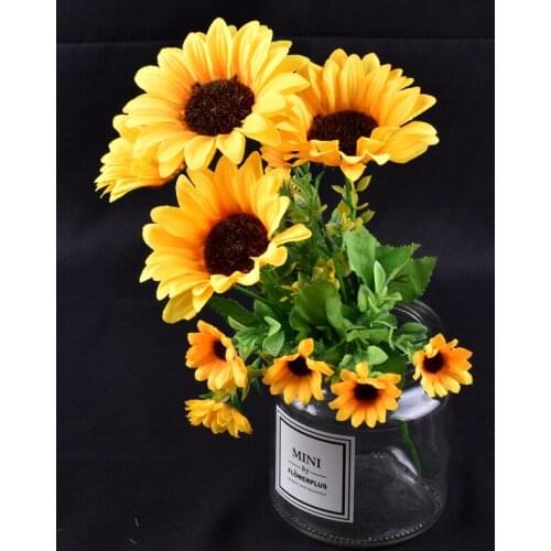 New Simulation Small Sunflower Bunch Home Decoration Artificial Flower Silk Flower Photography Props Big Sunflower
