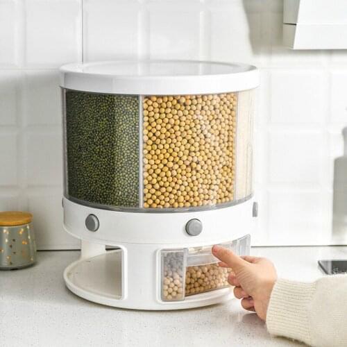 Kitchen Sealed Rice Bucket Grain Storage Box Round Rotating Moisture-proof Rice Bucket Household Metering Rice Storage Bucket