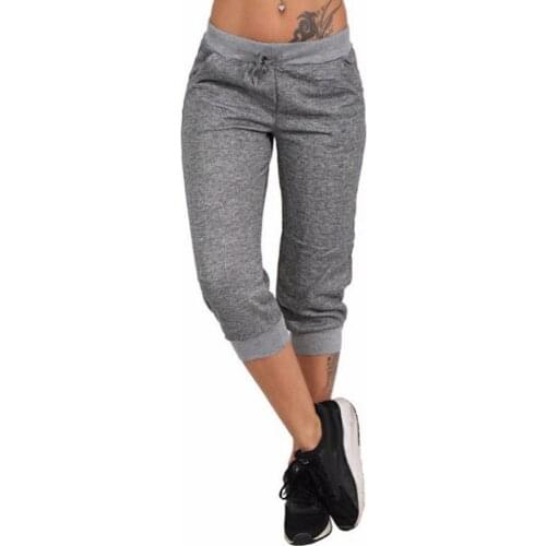 70% Hot Sell Summer Sports Women Summer Drawstring Capri Pants Jogging Baggy Harem Trousers