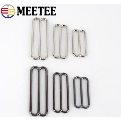 Meetee 10pcs 30/38/50mm Metal Tri-Glide Adjust Buckles Clasp Bra O Ring Sliders Strap Buckle DIY Belt Hook Garment Sew Accessory
