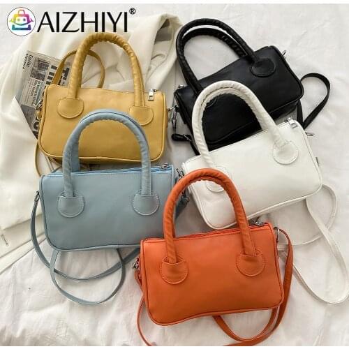 Fashion Women PU Leather Pure Color Shoulder Crossbody Messenger Bag Casual Ladies Top-handle Handbags Purse