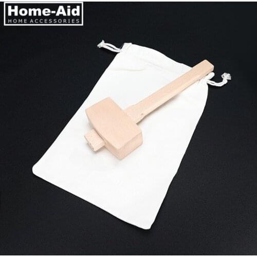 Ice Mallet and Ice Bag Wood Hammer and Lewis Bag for Crushed Ice Bartender Kit Bar Tools Kitchen Accessory