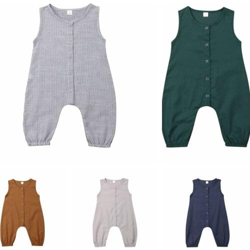 New Baby Rompers Toddler Boys Girls Solid Casual Sunsuit Newborn Outfits Kids Clothes Summer Little Baby Soft Playsuit